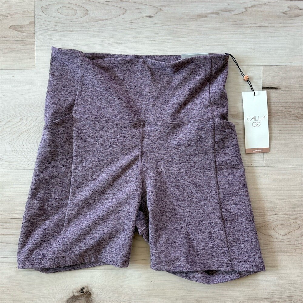 CALIA LustraLux Bike Shorts Womens Size M Mauve Purple Heather High Rise